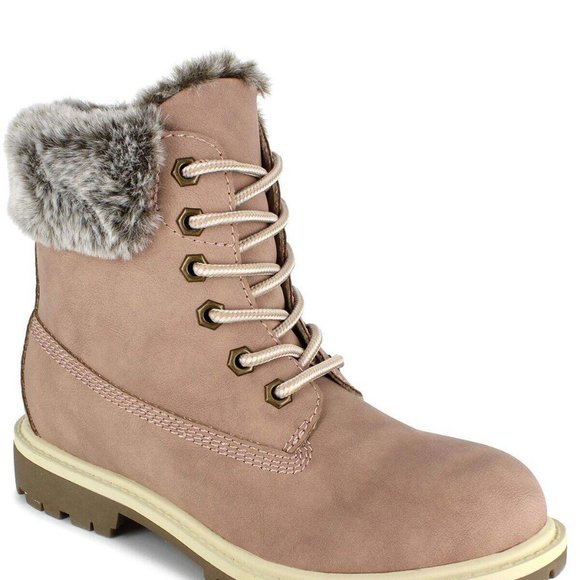 PORTLAND by Portland Boot Company Women's Faux Fur Trim Lace Up Boot - Size 7 - Picture 1 of 4